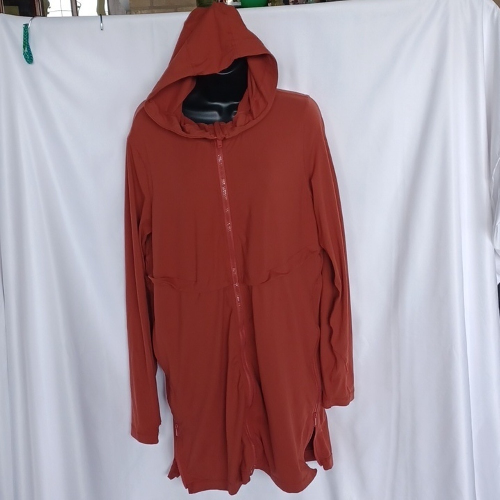 Essential Bodywear FIT Hooded Zip Tunic Jacket Butter Soft in Rust Sz M